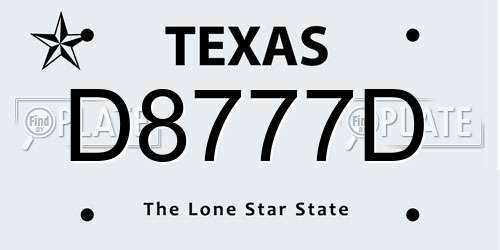 D8777D Texas License Plate
