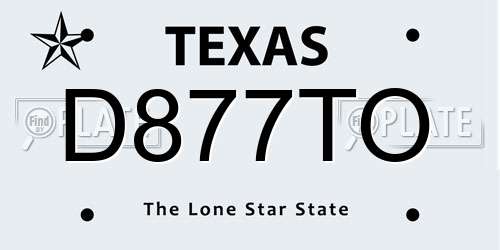 D877TO Texas License Plate