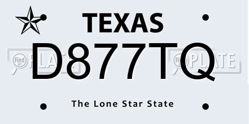 D877TQ Texas License Plate