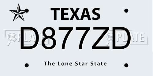 D877ZD Texas License Plate