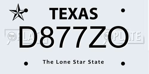 D877ZO Texas License Plate