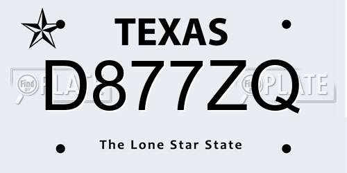 D877ZQ Texas License Plate
