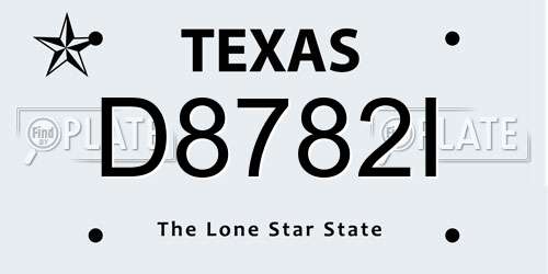 D8782I Texas License Plate