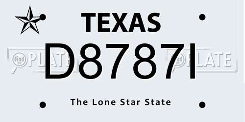 D8787I Texas License Plate