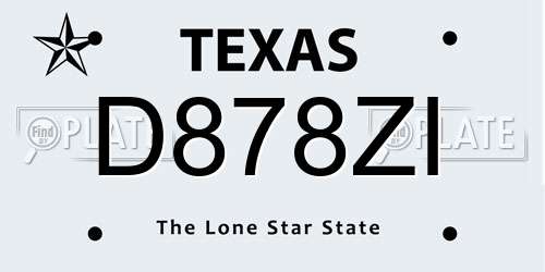 D878ZI Texas License Plate