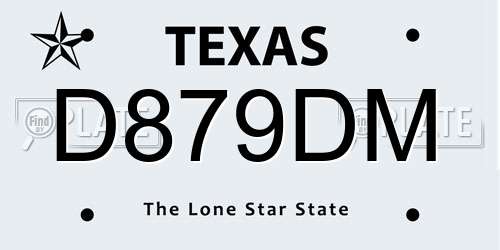 D879DM Texas License Plate