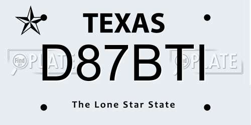 D87BTI Texas License Plate