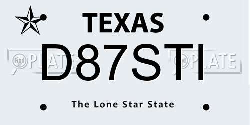 D87STI Texas License Plate