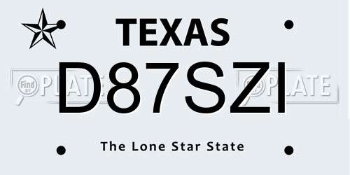 D87SZI Texas License Plate
