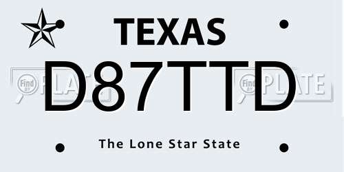 D87TTD Texas License Plate