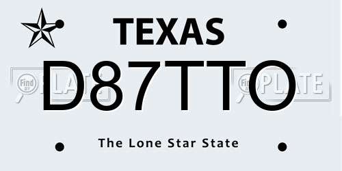 D87TTO Texas License Plate