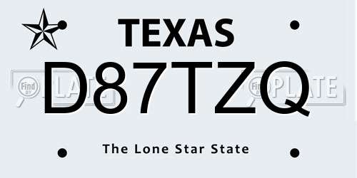 D87TZQ Texas License Plate