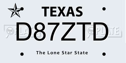 D87ZTD Texas License Plate