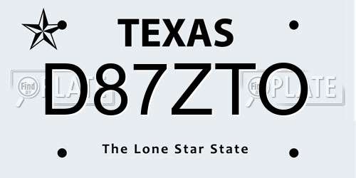 D87ZTO Texas License Plate