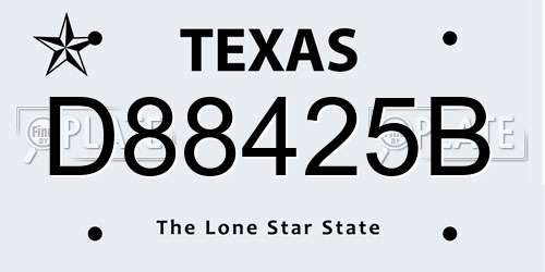 D88425B Texas License Plate