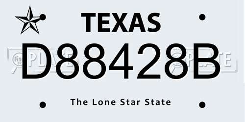 D88428B Texas License Plate