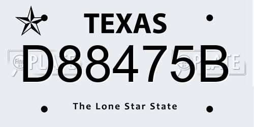 D88475B Texas License Plate