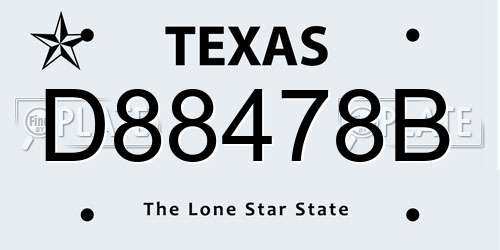 D88478B Texas License Plate