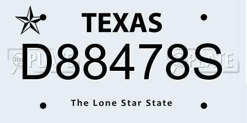 D88478S Texas License Plate