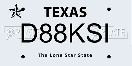 D88KSI Texas License Plate