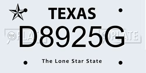 D8925G Texas License Plate