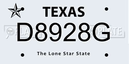 D8928G Texas License Plate