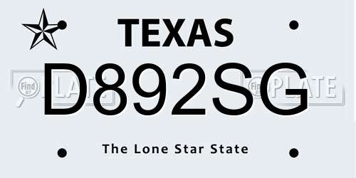 D892SG Texas License Plate