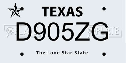 D905ZG Texas License Plate