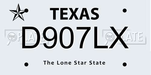 D907LX Texas License Plate