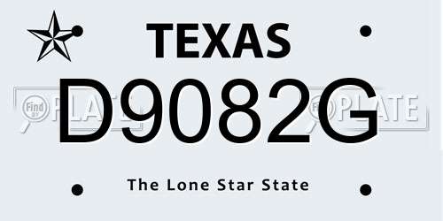 D9082G Texas License Plate