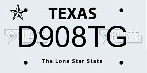 D908TG Texas License Plate
