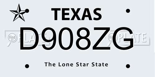 D908ZG Texas License Plate