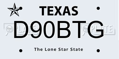 D90BTG Texas License Plate