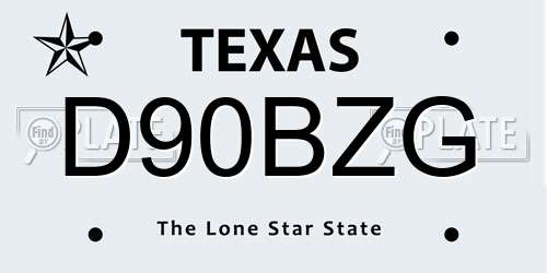 D90BZG Texas License Plate