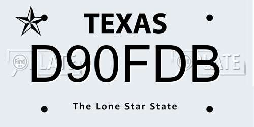 D90FDB Texas License Plate