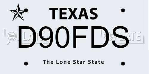 D90FDS Texas License Plate
