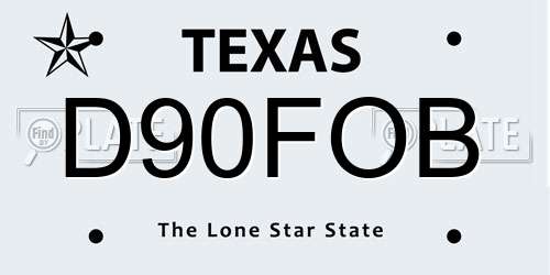 D90FOB Texas License Plate