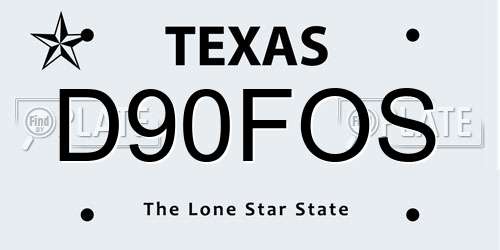 D90FOS Texas License Plate