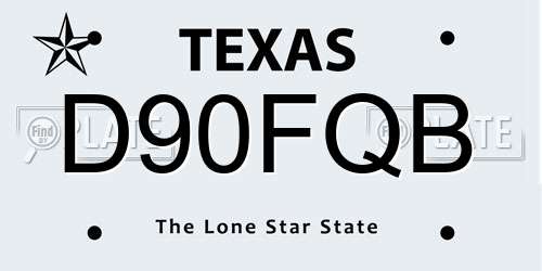 D90FQB Texas License Plate