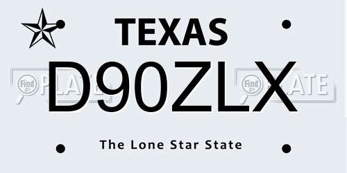 D90ZLX Texas License Plate
