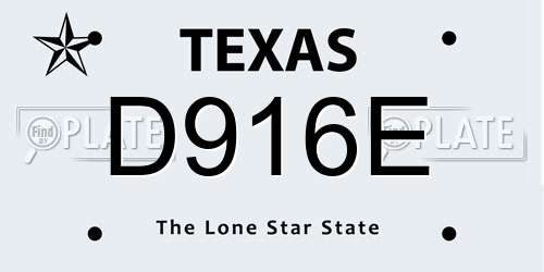 D916E Texas License Plate