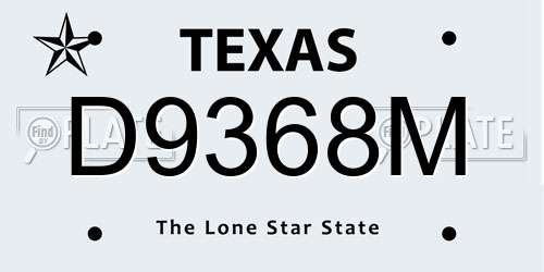 D9368M Texas License Plate