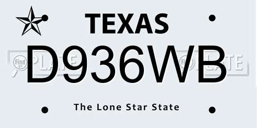 D936WB Texas License Plate