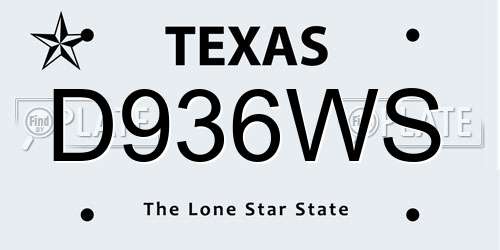 D936WS Texas License Plate