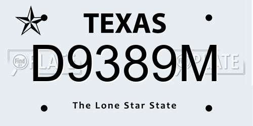 D9389M Texas License Plate