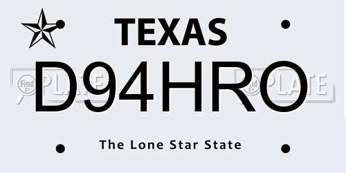 D94HRO Texas License Plate
