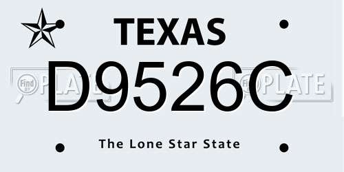 D9526C Texas License Plate