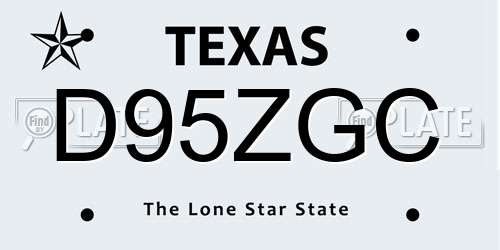 D95ZGC Texas License Plate