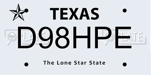 D98HPE Texas License Plate