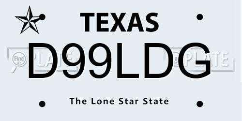D99LDG Texas License Plate